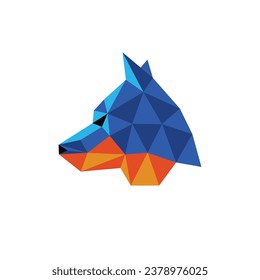 Wolf head animal polygon design