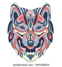Wolf. La cabeza de un animal. Ilustración vectorial.