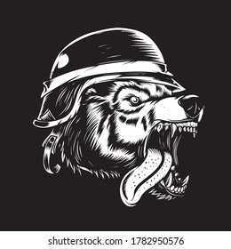 wolf head biker hand drawing design back patch jacket vector
