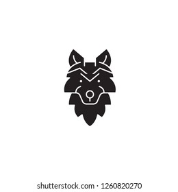 Wolf head black vector concept icon. Wolf head flat illustration, sign