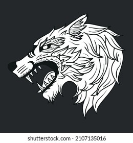 Wolf Head Black and White Hand Drawn Style For Tattoo Tshirt Logo Etc Vector Illustration