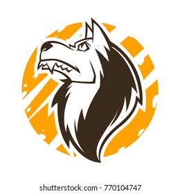 wolf head black and white mascot illustration esports logo