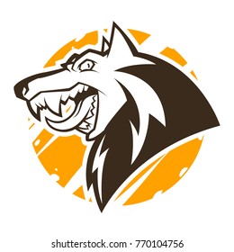 wolf head black and white mascot illustration esports logo