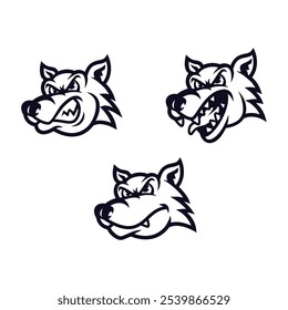 wolf head cartoon mascot line logo