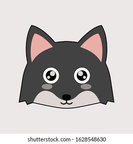 Wolf Head Cartoon. Minimal flat vector design.