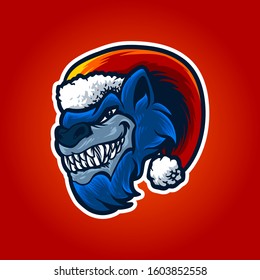 Wolf Head Christmas Vector Illustration