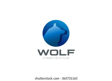 Wolf Head in circle Abstract Logo design template.
Dog Logotype zoo concept flat icon.