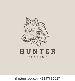 Wolf head classic vintage retro logo design