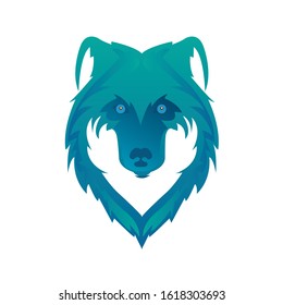 wolf head color glowing artwork illustration