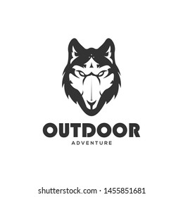 wolf head combine with tent logo design