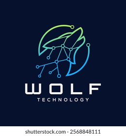 Wolf Head Digital Technology Futuristic Animal Wildlife Template. Wolve Logo Design Vector Illustration