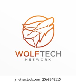 Wolf Head Digital Technology Futuristic Animal Wildlife Template. Wolve Logo Design Vector Illustration