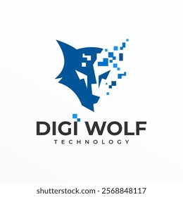 Wolf Head Digital Technology Futuristic Animal Wildlife Template. Wolve Logo Design Vector Illustration