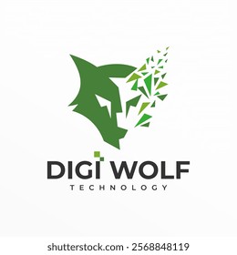 Wolf Head Digital Technology Futuristic Animal Wildlife Template. Wolve Logo Design Vector Illustration