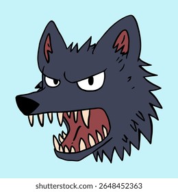 Wolf Head Doodle Style Illustrations 