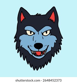Wolf Head Doodle Style Illustrations 
