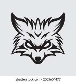 Dibujo de la cabeza de lobo. Diseño creativo.