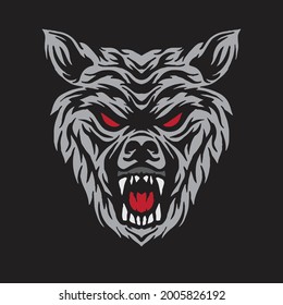 Wolf head drawing. Creative illustration.