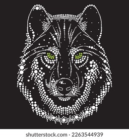 wolf head drawn from circles