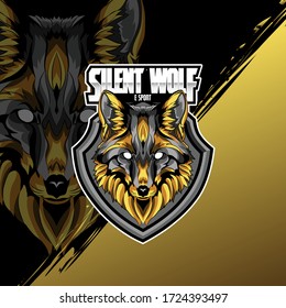 Wolf head e sport logo. Fox mascot game 