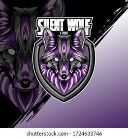 Wolf head e sport logo. Fox mascot game 