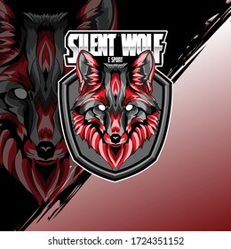 wolf head e sport mascot logo. silent wolf emblem 