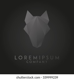 Wolf head emblem template for business. Abstract wolf head with grid lines. Vector illustration.