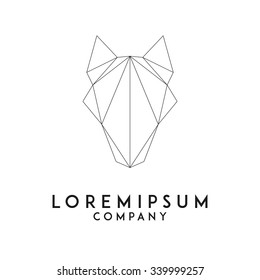 Wolf head emblem template for business. Abstract wolf head with grid lines. Vector illustration.