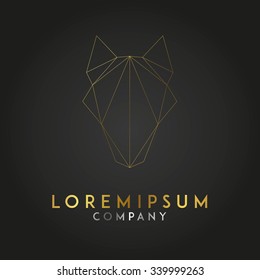 Wolf head emblem template for business. Abstract wolf head with grid lines. Vector illustration.