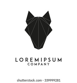 Wolf head emblem template for business. Abstract wolf head with grid lines. Vector illustration.