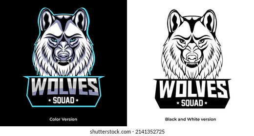 wolf head esport logo mascot design