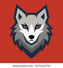 Wolf head flat logo design