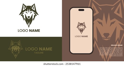 Wolf head flat logo design, suitable for sports, brand, and mascot with vector illustrator