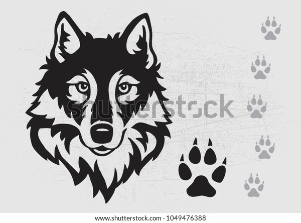 狼の頭と足跡 のベクター画像素材 ロイヤリティフリー