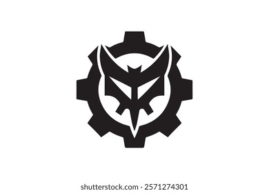 Wolf Head Gear Logo Design Template Vector Illustration