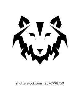 wolf head geometric logo design, wolf logo, beast logo design