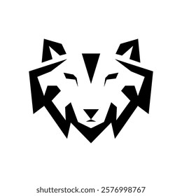 wolf head geometric logo design, wolf logo, beast logo design