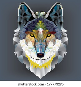 Wolf  head geometric pattern. vector