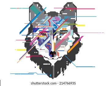 Wolf head in geometric pattern vector