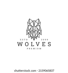 Wolf head geometric polygonal logo vector icon design template