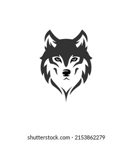 wolf head grey logo flat vector