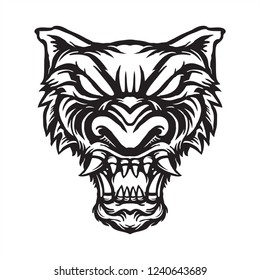 wolf head grind artwork line art hand drawing black and white 