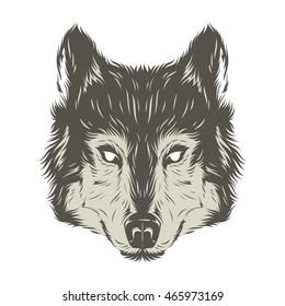 Wolf head hand draw