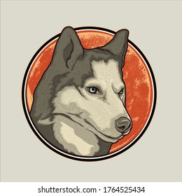 wolf head hand drawing vintage vector illustration