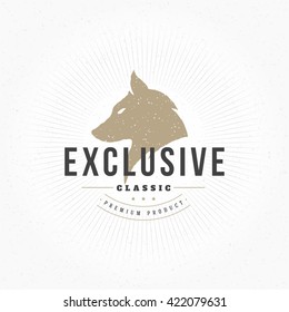 Wolf head Hand Drawn Design Element in Vintage Style for Logotype, Label, Badge and other design. Retro vector illustration. Wolf Head Silhouette, Retro Logo.