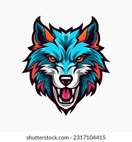 wolf head hand drawn logo design illustration