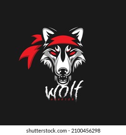 Wolfenkopf mit Kopfband. Vektorgrafik