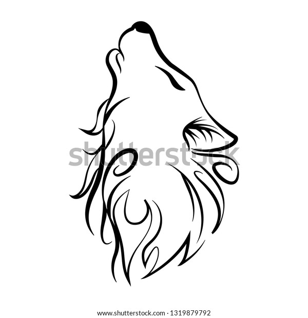 Wolf Head Howl Design Tribal Tattoo Stock Vector (Royalty Free) 1319879792