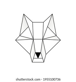 Wolf head icon. Abstract triangular style. Contour for tattoo, emblem, logo and design element. Hand drawn sketch of a wolf