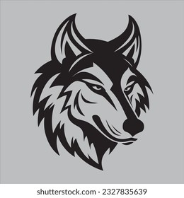 Wolf Head Icon Black and white logo